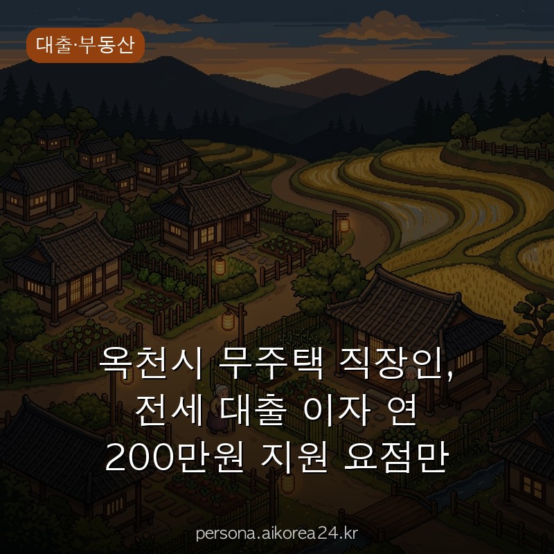 옥천시 무주택 직장인, 전세 대출 이자 연 200만원 지원 요점만 쏙쏙