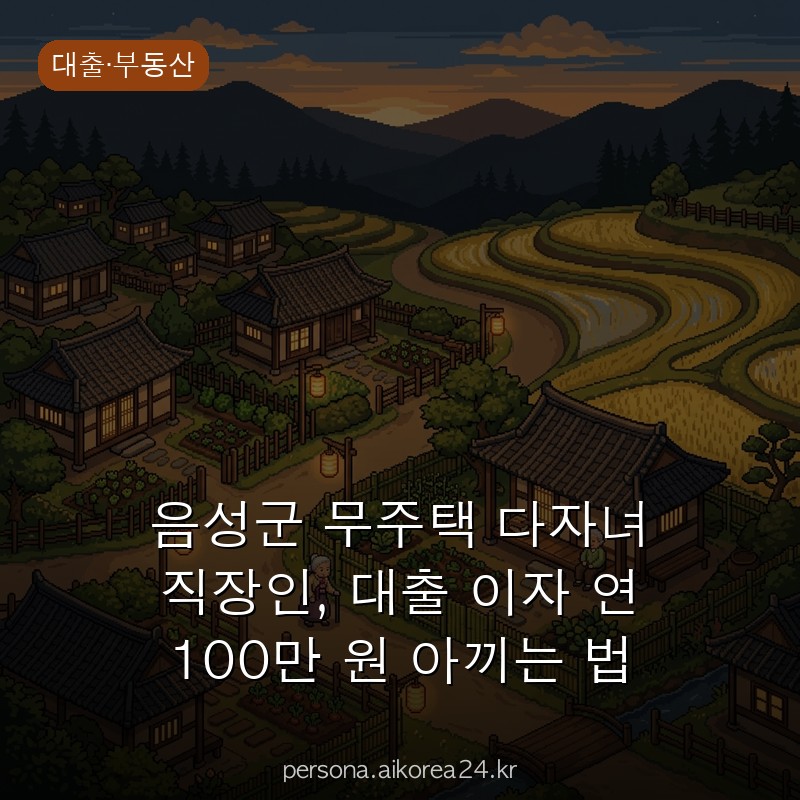 음성군 무주택 다자녀 직장인, 대출 이자 연 100만 원 아끼는 법 손해 보지 않으려면