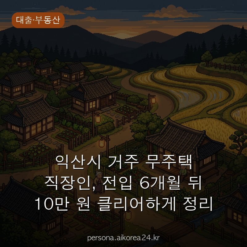 익산시 거주 무주택 직장인, 전입 6개월 뒤 10만 원 클리어하게 정리