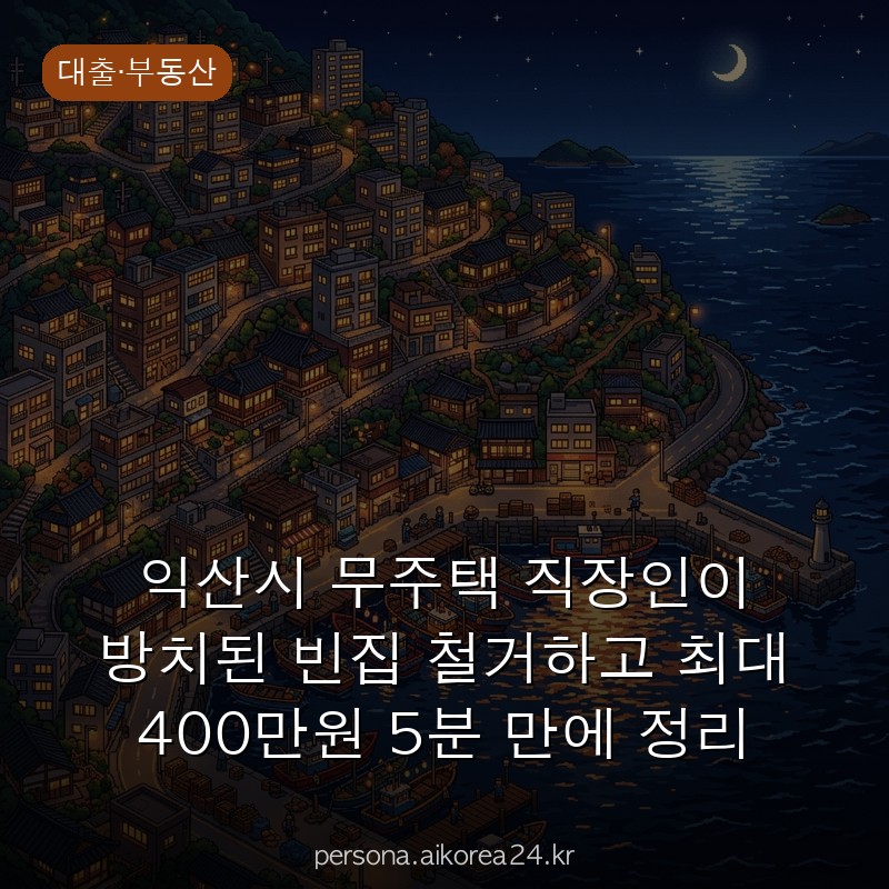 익산시 무주택 직장인이 방치된 빈집 철거하고 최대 400만원 5분 만에 정리