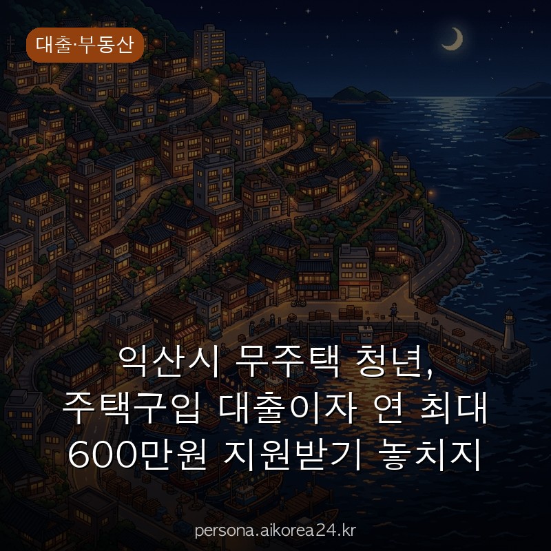 익산시 무주택 청년, 주택구입 대출이자 연 최대 600만원 지원받기 놓치지 마세요