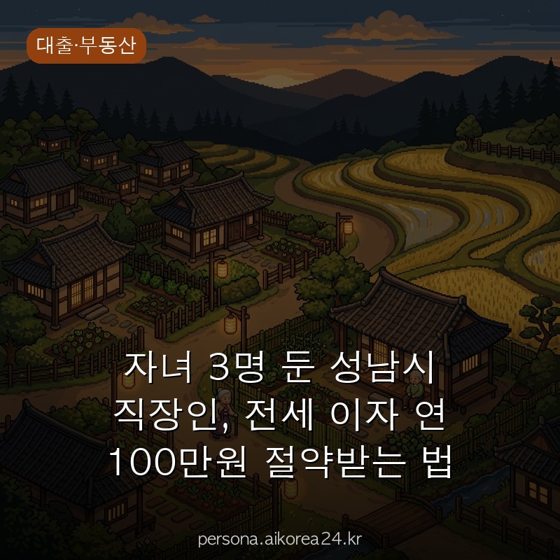 자녀 3명 둔 성남시 직장인, 전세 이자 연 100만원 절약받는 법 총정리