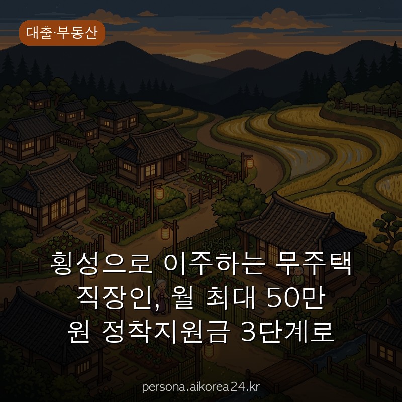 횡성으로 이주하는 무주택 직장인, 월 최대 50만 원 정착지원금 3단계로 끝내기