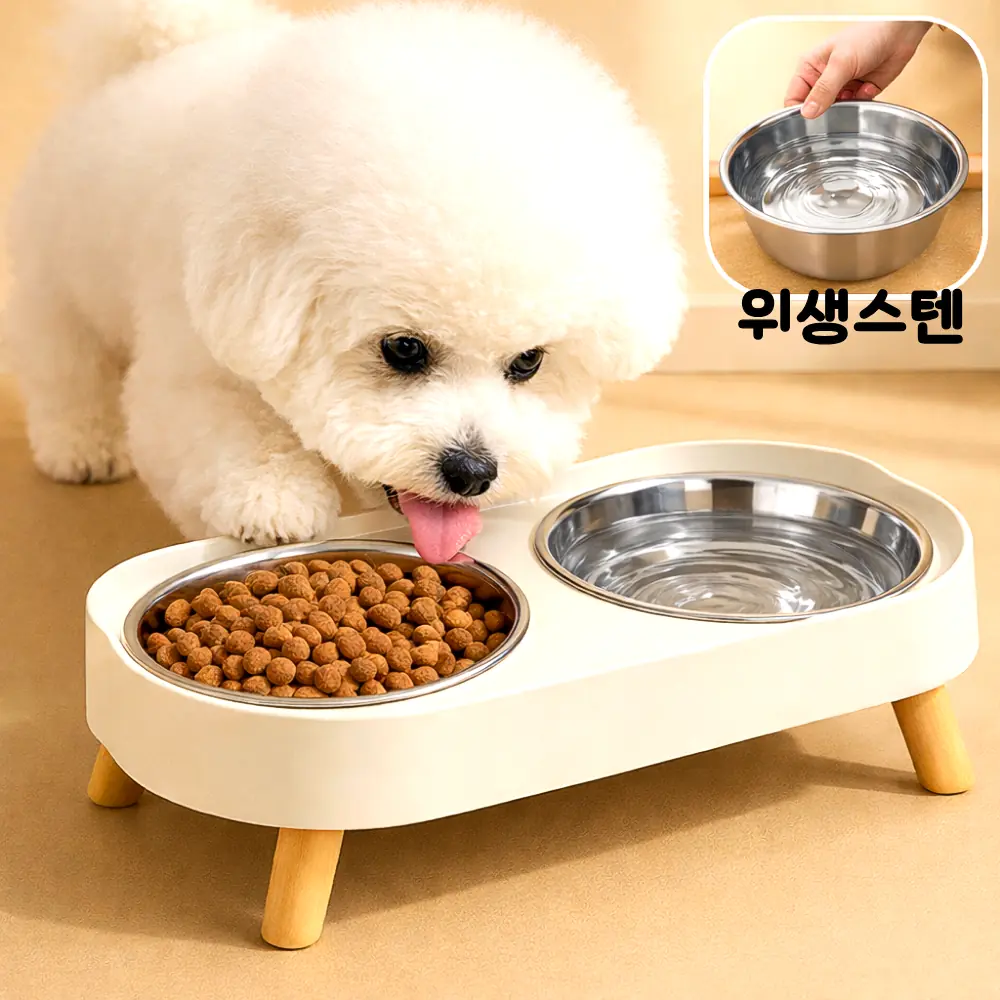지니바잉 분리세척 가능한 위생스텐 반려동물 식기