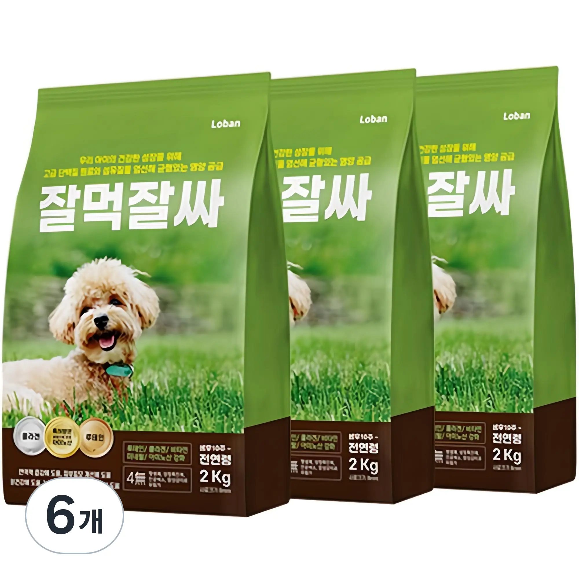잘먹잘싸 6free 강아지 사료 2kg×6개