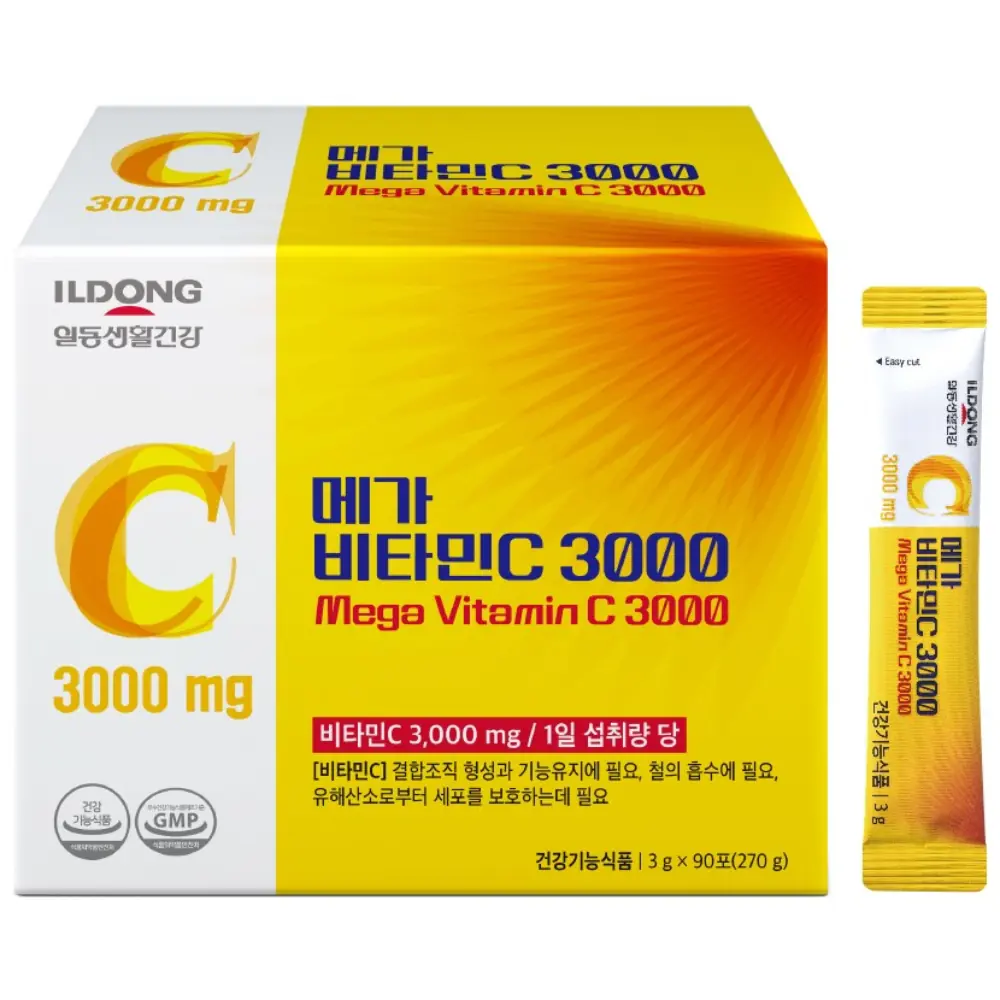 ILDONG 메가 비타민C 3000mg, 고함량 순수 비타민C 100% (3개월분)