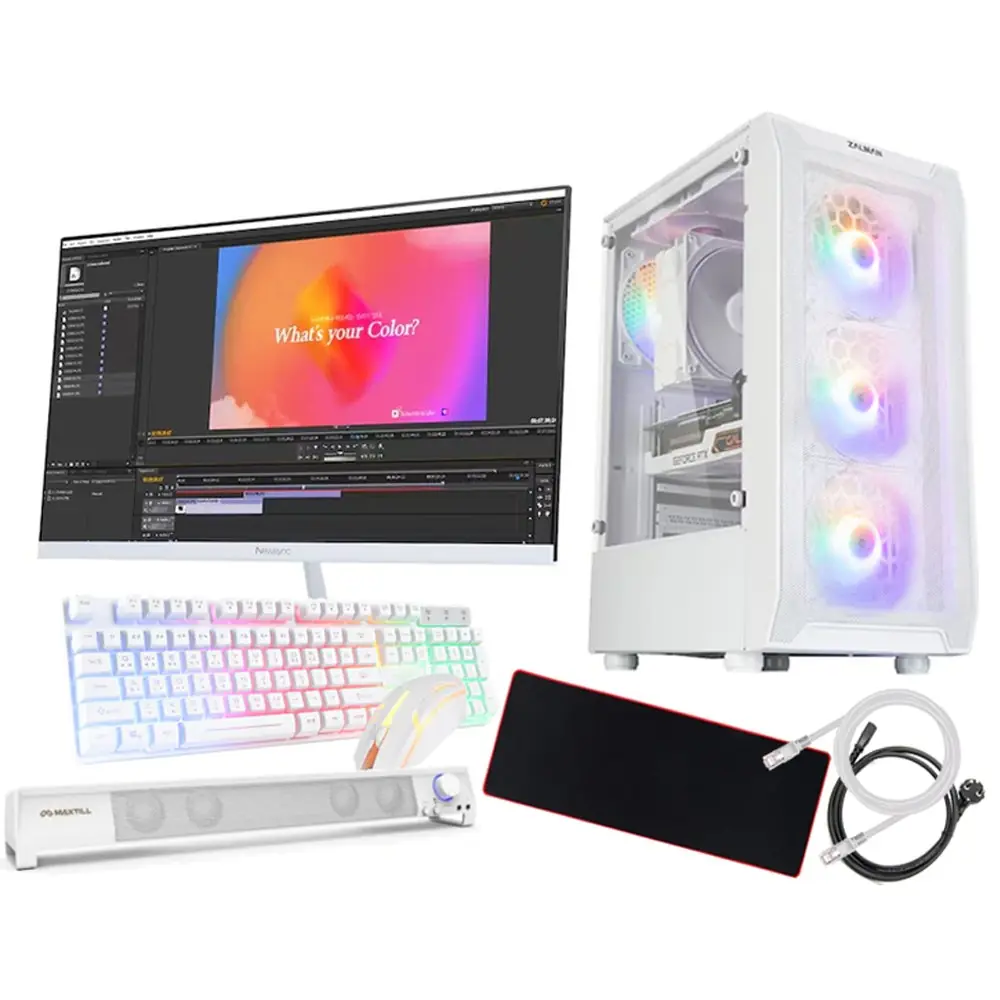 사무용 게임용 컴퓨터 풀세트 화이트 감성 롤 발로란트 게이밍 조립PC