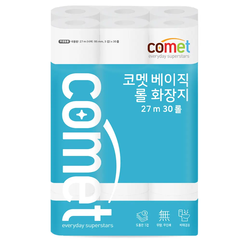 코멧 베이직 3겹 롤화장지 27m