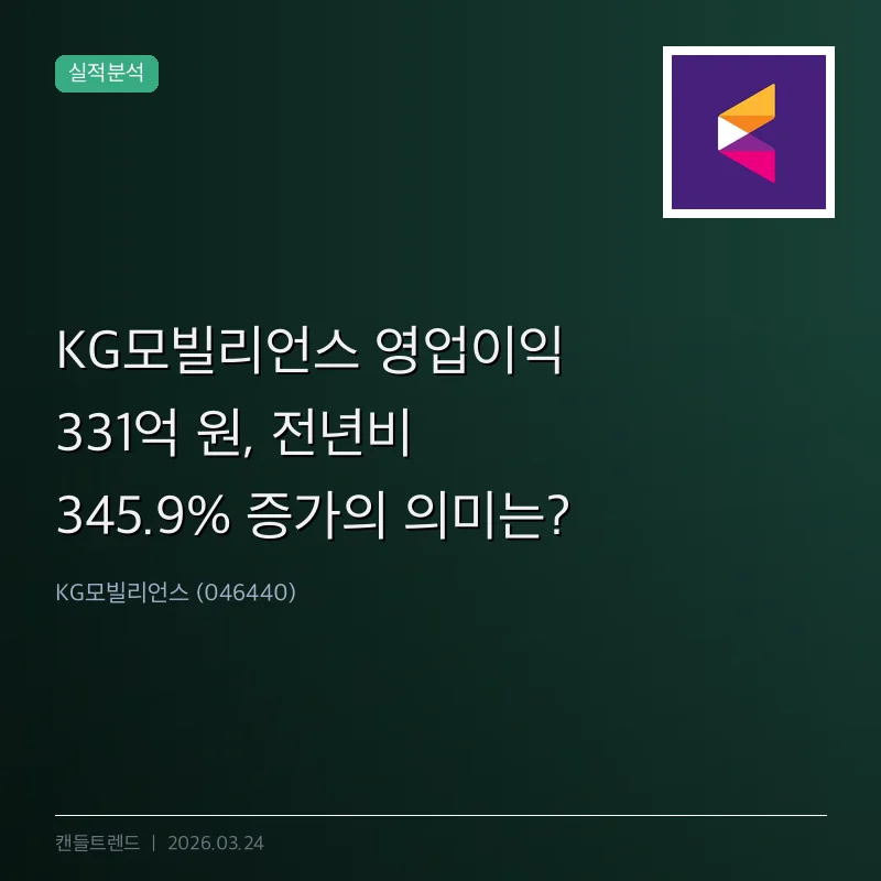 KG모빌리언스 영업이익 331억 원, 전년비 345.9% 증가의 의미는?
