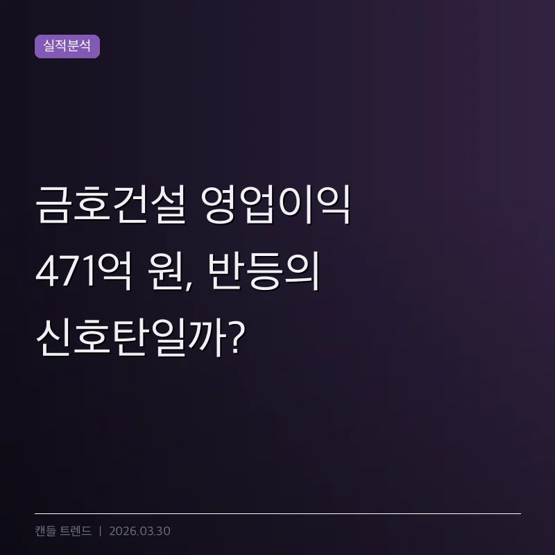 금호건설 영업이익 471억 원, 반등의 신호탄일까?