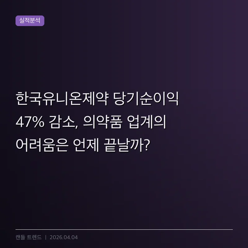 한국유니온제약 당기순이익 47% 감소, 의약품 업계의 어려움은 언제 끝날까?