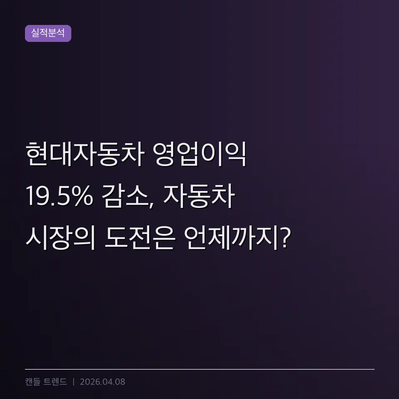 현대자동차 영업이익 19.5% 감소, 자동차 시장의 도전은 언제까지?