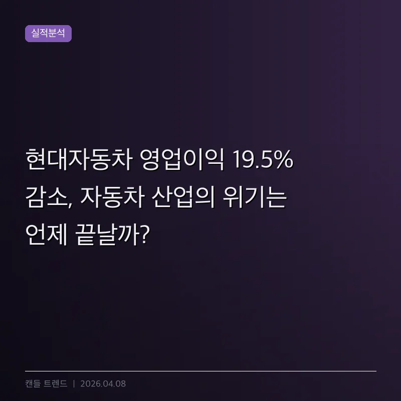 현대자동차 영업이익 19.5% 감소, 자동차 산업의 위기는 언제 끝날까?