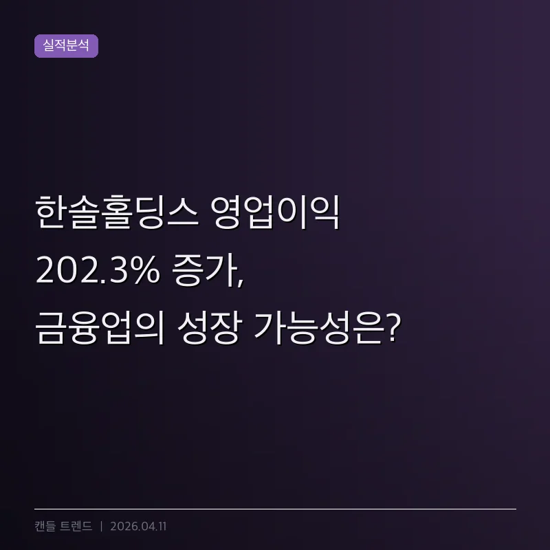 한솔홀딩스 영업이익 202.3% 증가, 금융업의 성장 가능성은?
