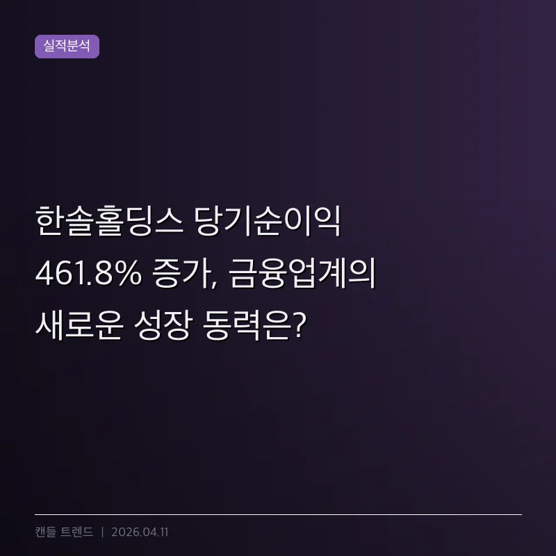한솔홀딩스 당기순이익 461.8% 증가, 금융업계의 새로운 성장 동력은?