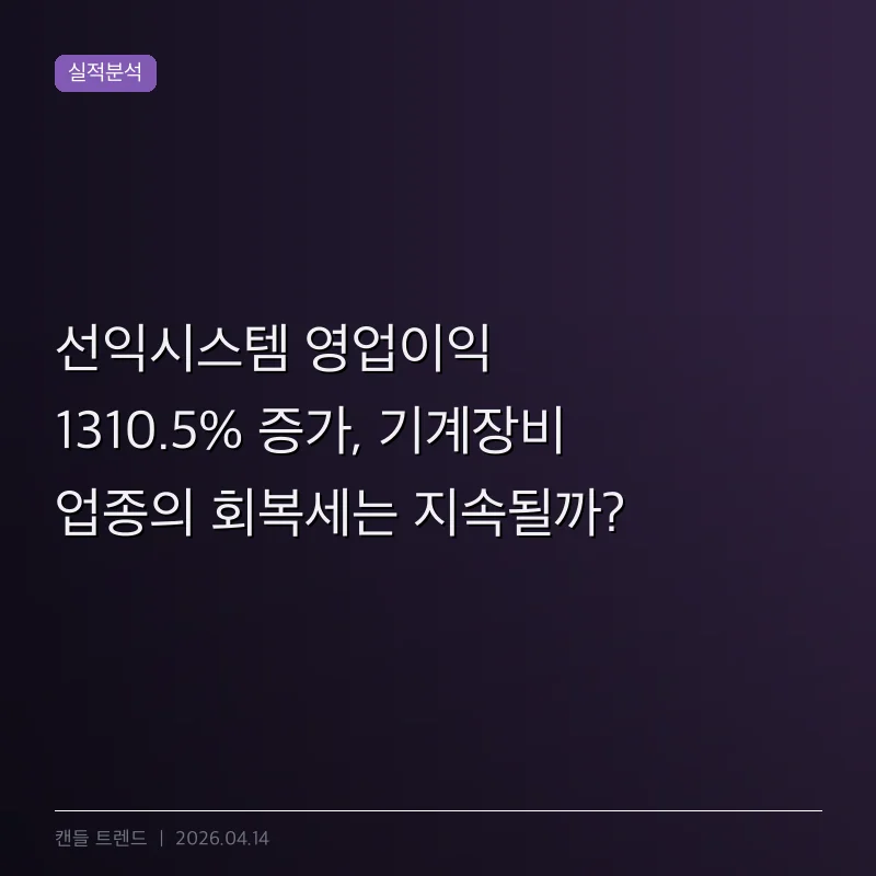 선익시스템 영업이익 1310.5% 증가, 기계장비 업종의 회복세는 지속될까?