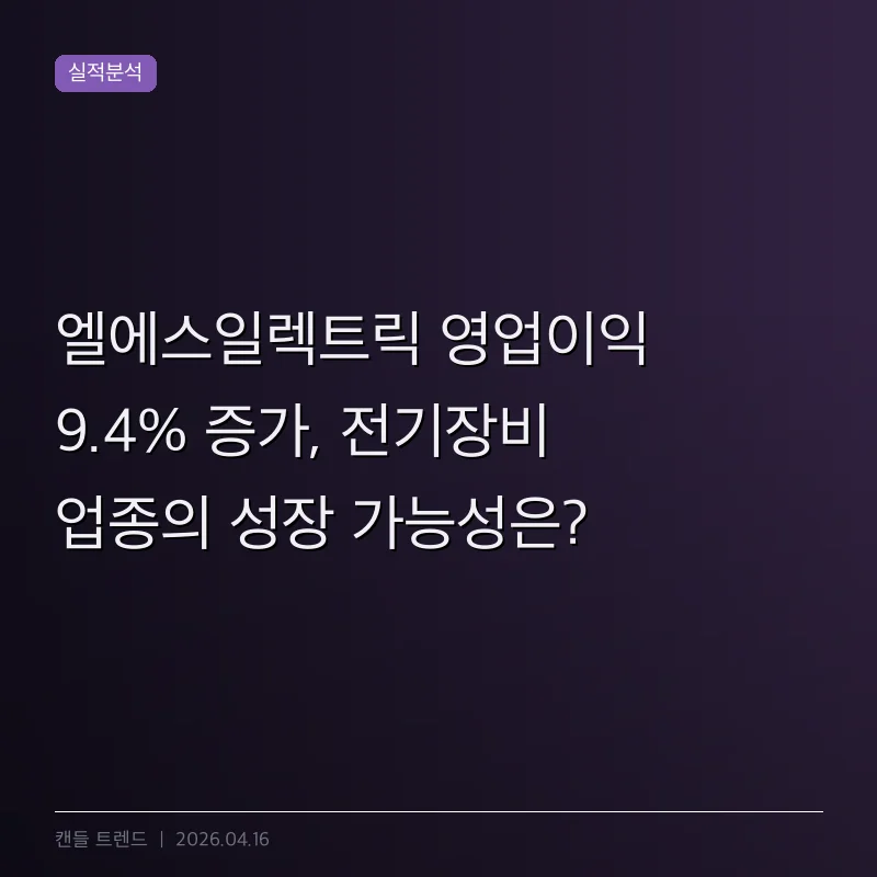 엘에스일렉트릭 영업이익 9.4% 증가, 전기장비 업종의 성장 가능성은?