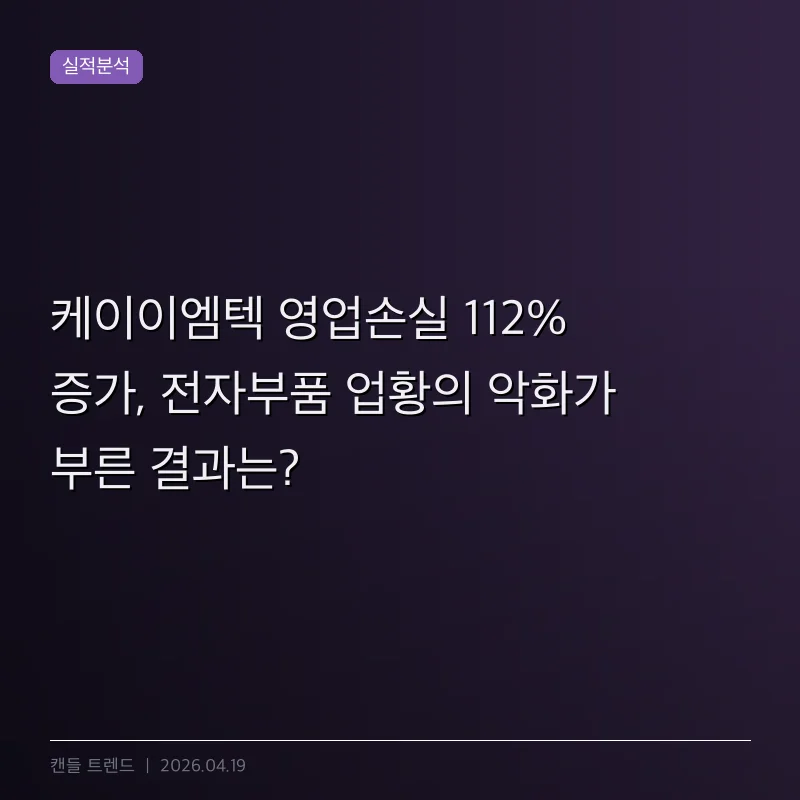 케이이엠텍 영업손실 112% 증가, 전자부품 업황의 악화가 부른 결과는?