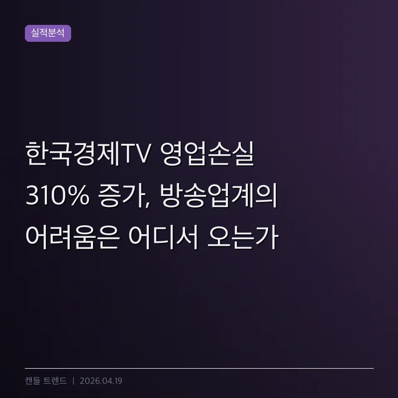 한국경제TV 영업손실 310% 증가, 방송업계의 어려움은 어디서 오는가