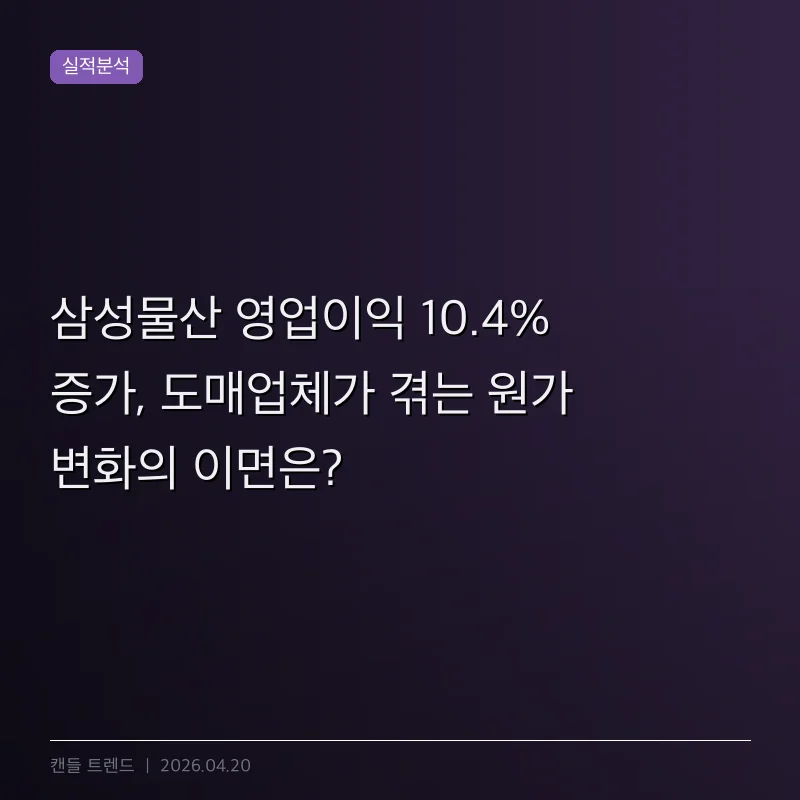 삼성물산 영업이익 10.4% 증가, 도매업체가 겪는 원가 변화의 이면은?