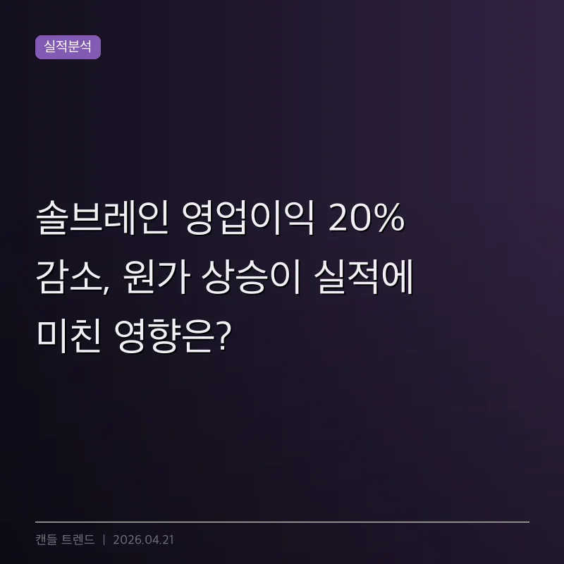 솔브레인 영업이익 20% 감소, 원가 상승이 실적에 미친 영향은?