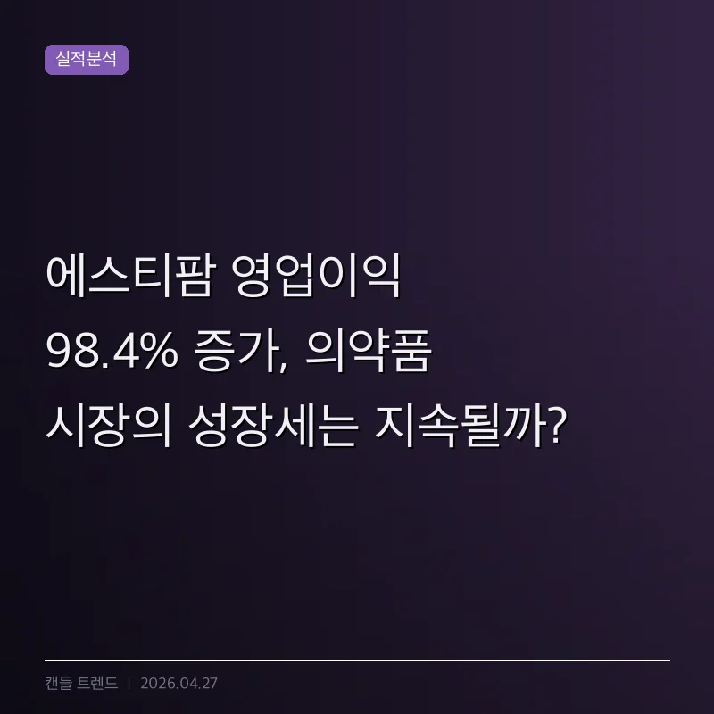 에스티팜 영업이익 98.4% 증가, 의약품 시장의 성장세는 지속될까?