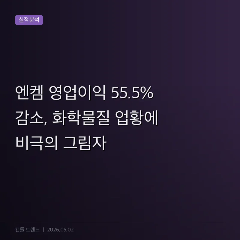 엔켐 영업이익 55.5% 감소, 화학물질 업황에 비극의 그림자