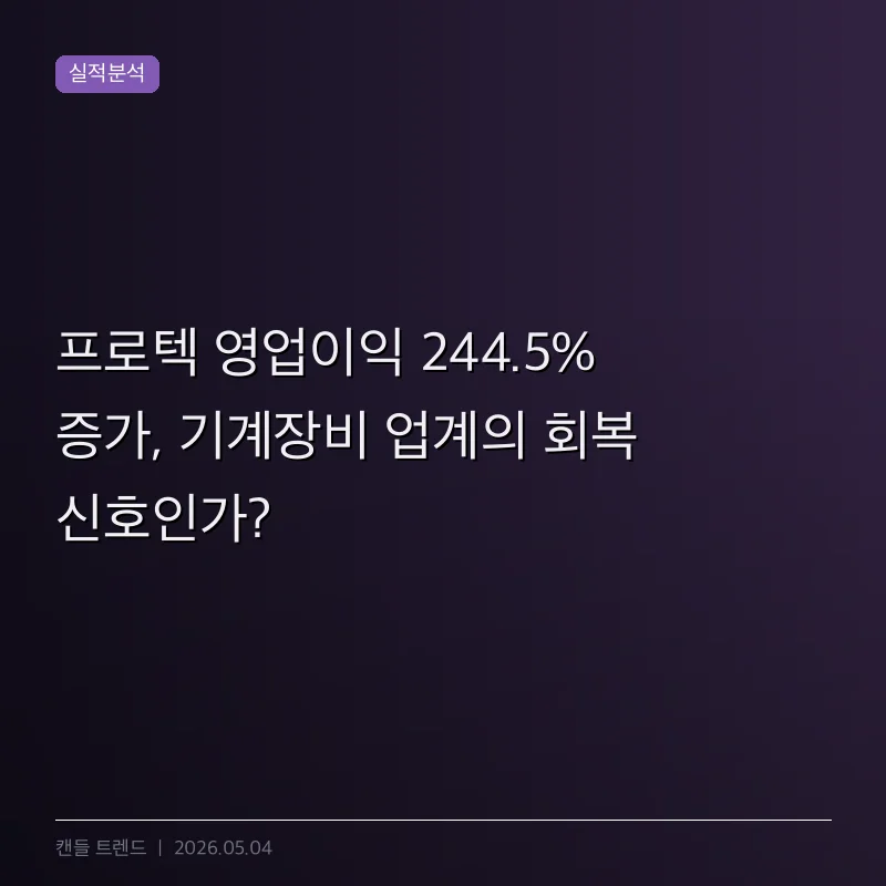 프로텍 영업이익 244.5% 증가, 기계장비 업계의 회복 신호인가?