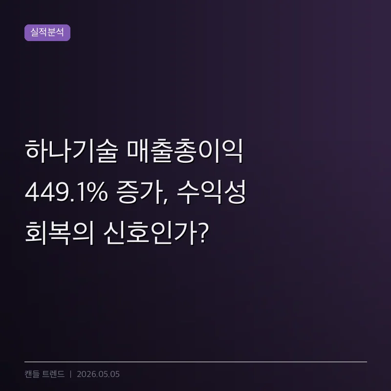 하나기술 매출총이익 449.1% 증가, 수익성 회복의 신호인가?
