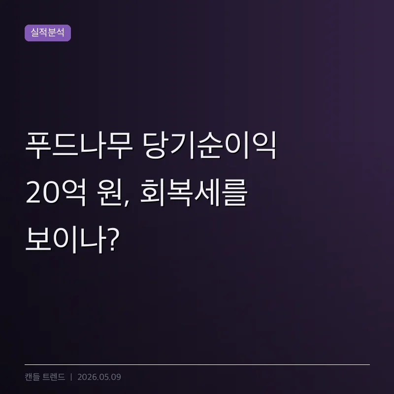 푸드나무 당기순이익 20억 원, 회복세를 보이나?
