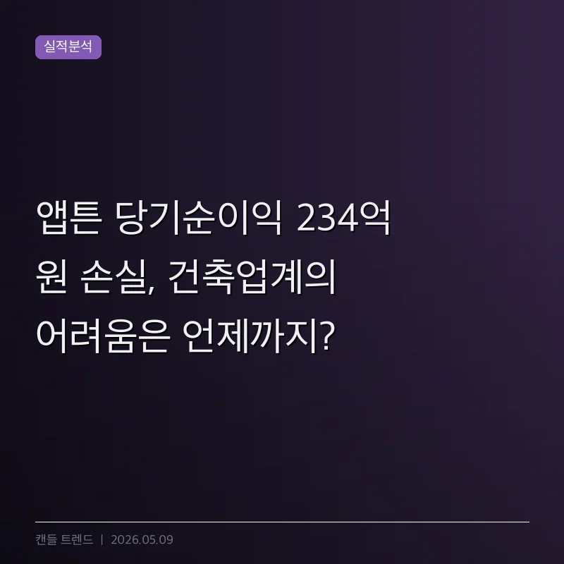 앱튼 당기순이익 234억 원 손실, 건축업계의 어려움은 언제까지?