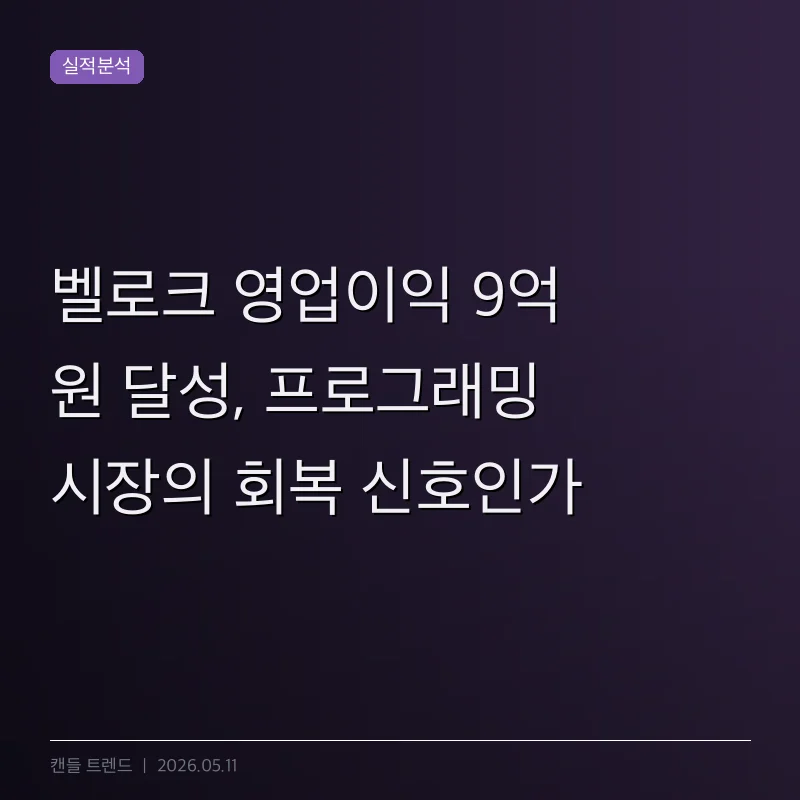 벨로크 영업이익 9억 원 달성, 프로그래밍 시장의 회복 신호인가