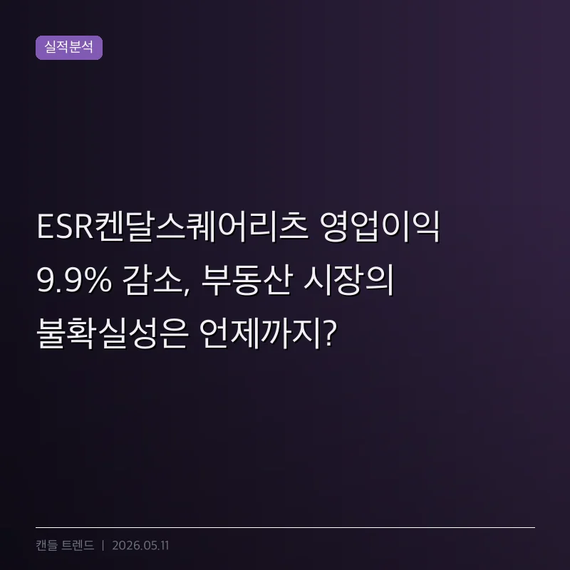 ESR켄달스퀘어리츠 영업이익 9.9% 감소, 부동산 시장의 불확실성은 언제까지?
