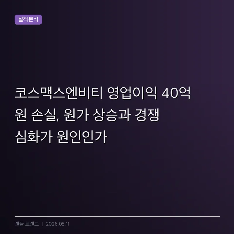 코스맥스엔비티 영업이익 40억 원 손실, 원가 상승과 경쟁 심화가 원인인가