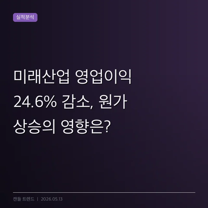 미래산업 영업이익 24.6% 감소, 원가 상승의 영향은?