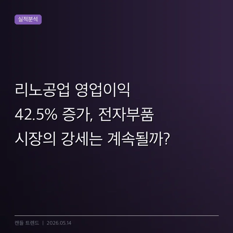 리노공업 영업이익 42.5% 증가, 전자부품 시장의 강세는 계속될까?
