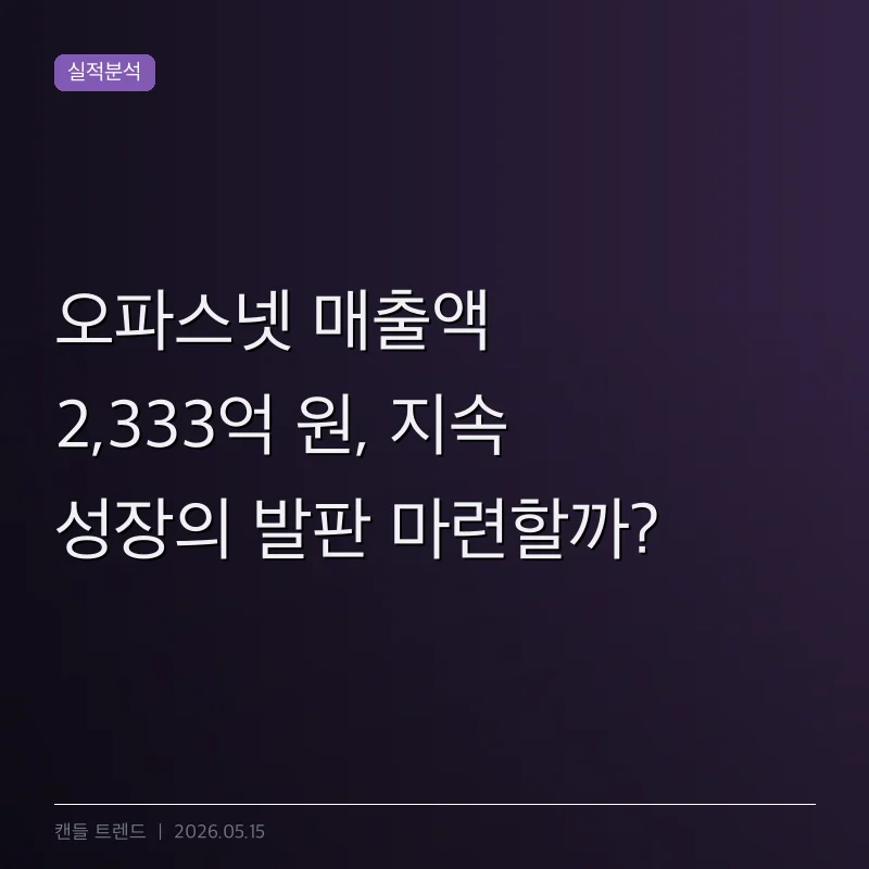 오파스넷 매출액 2,333억 원, 지속 성장의 발판 마련할까?