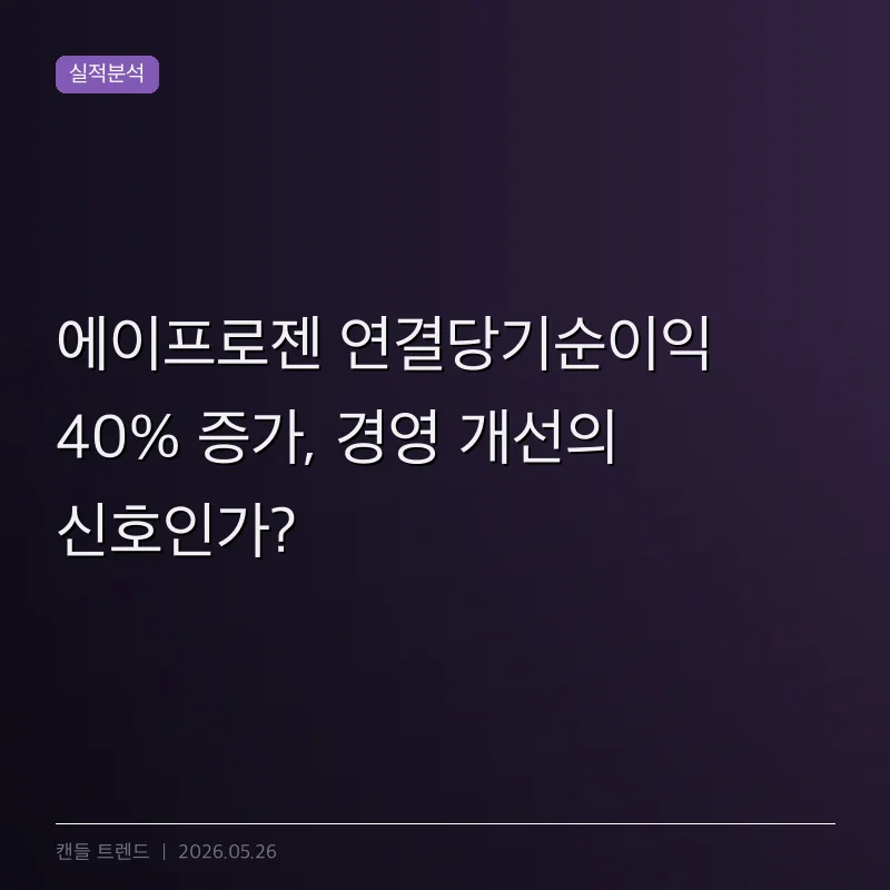 에이프로젠 연결당기순이익 40% 증가, 경영 개선의 신호인가?
