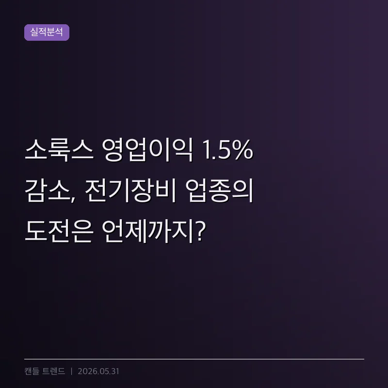 소룩스 영업이익 1.5% 감소, 전기장비 업종의 도전은 언제까지?