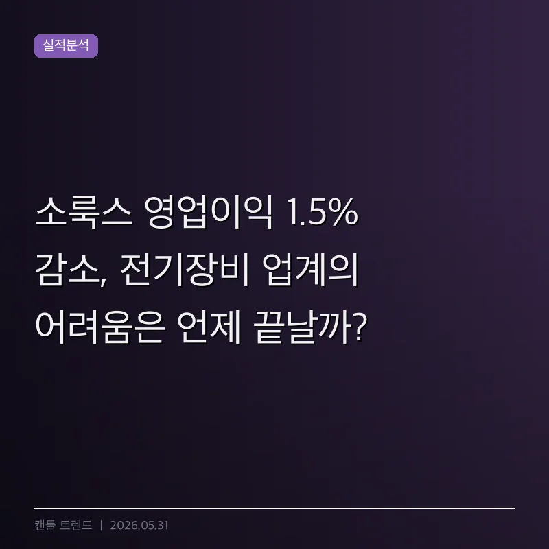 소룩스 영업이익 1.5% 감소, 전기장비 업계의 어려움은 언제 끝날까?