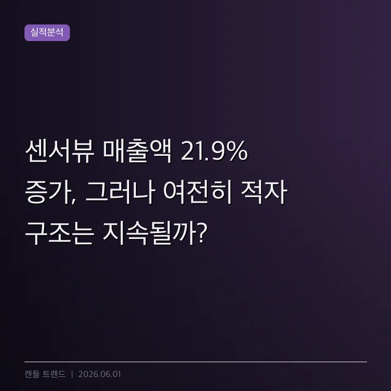 센서뷰 매출액 21.9% 증가, 그러나 여전히 적자 구조는 지속될까?