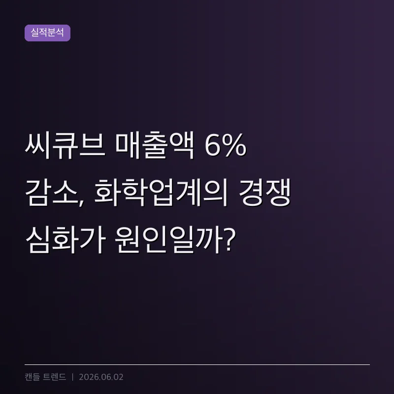 씨큐브 매출액 6% 감소, 화학업계의 경쟁 심화가 원인일까?