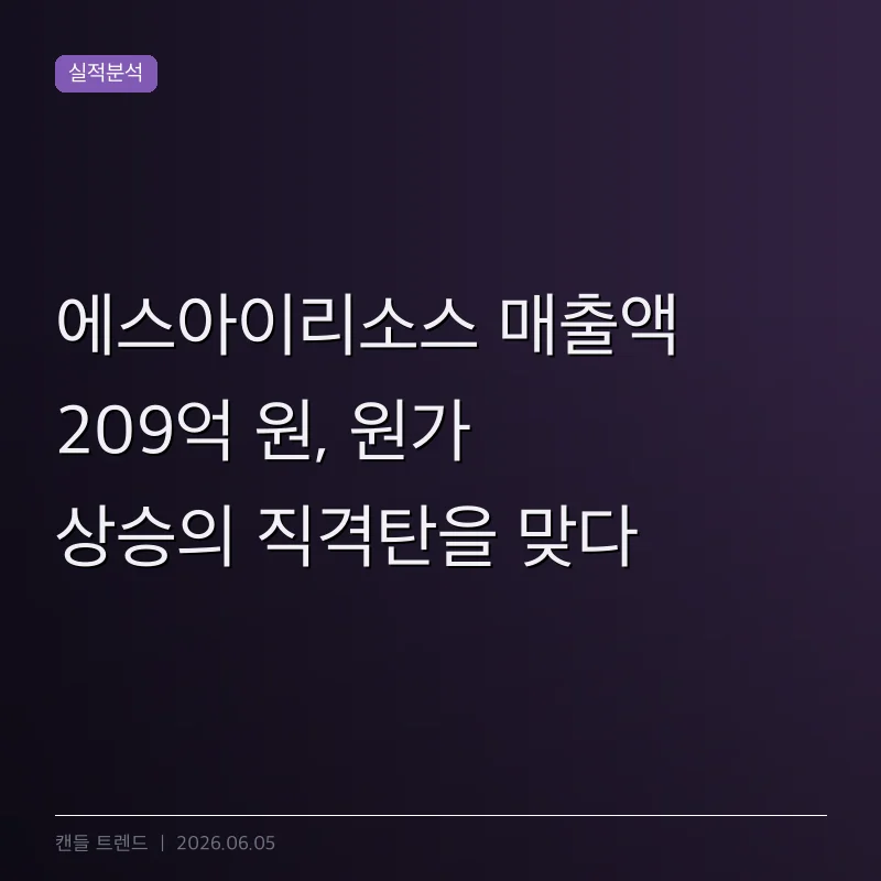 에스아이리소스 매출액 209억 원, 원가 상승의 직격탄을 맞다