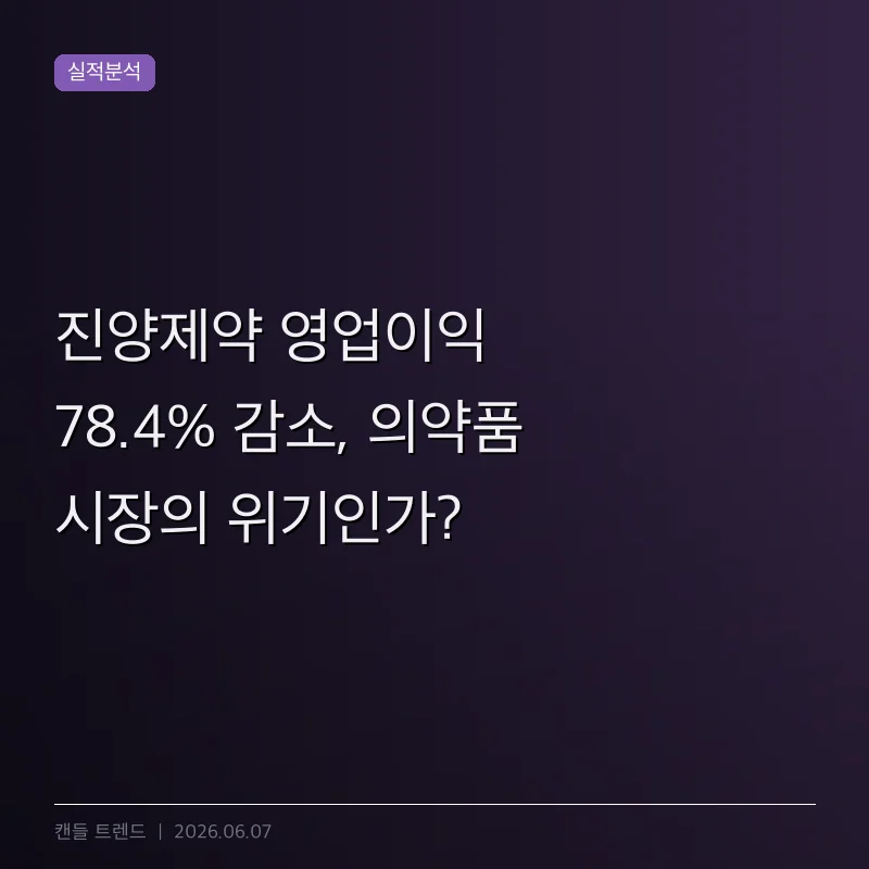 진양제약 영업이익 78.4% 감소, 의약품 시장의 위기인가?