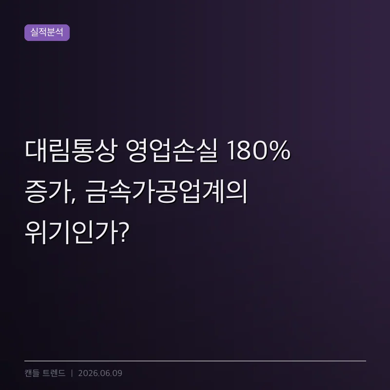대림통상 영업손실 180% 증가, 금속가공업계의 위기인가?