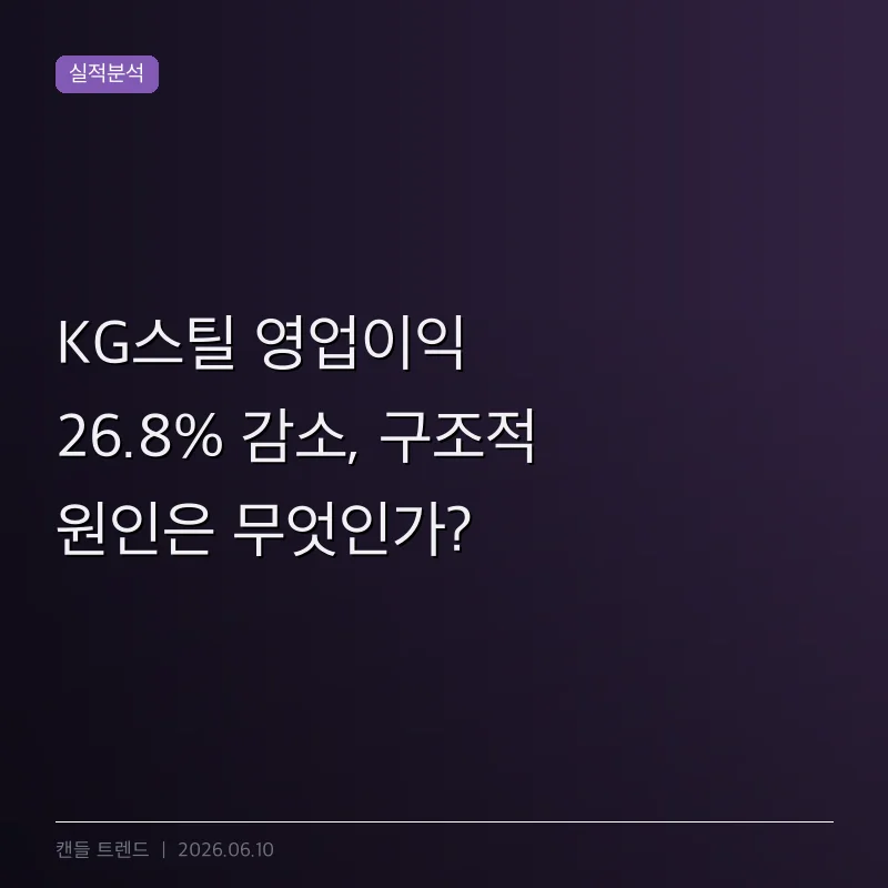 KG스틸 영업이익 26.8% 감소, 구조적 원인은 무엇인가?