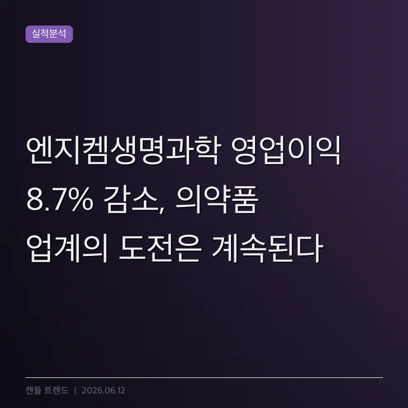 엔지켐생명과학 영업이익 8.7% 감소, 의약품 업계의 도전은 계속된다