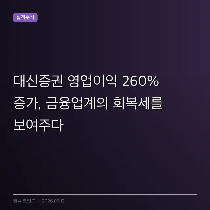 대신증권 영업이익 260% 증가, 금융업계의 회복세를 보여주다