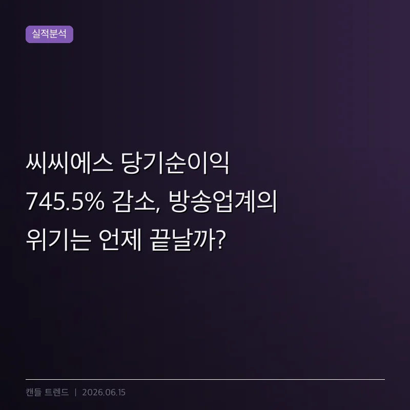 씨씨에스 당기순이익 745.5% 감소, 방송업계의 위기는 언제 끝날까?