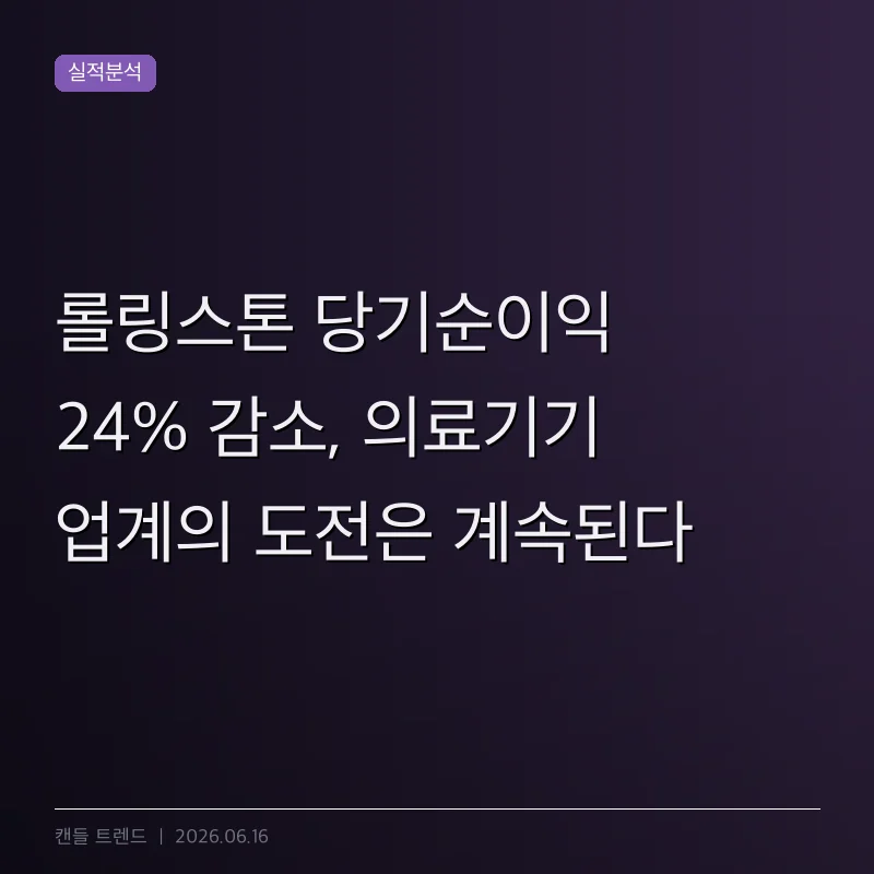 롤링스톤 당기순이익 24% 감소, 의료기기 업계의 도전은 계속된다